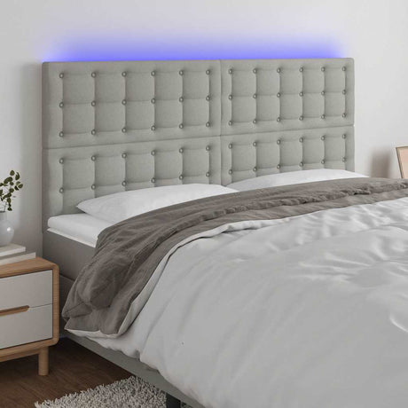Vidaxl hoofdbord led 180x5x118 128 cm stof lichtgrijs