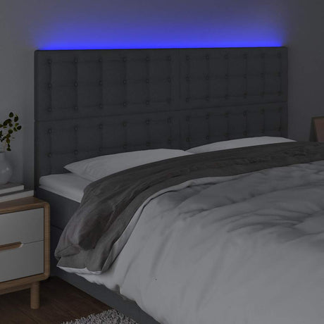 Vidaxl hoofdbord led 180x5x118 128 cm stof donkergrijs