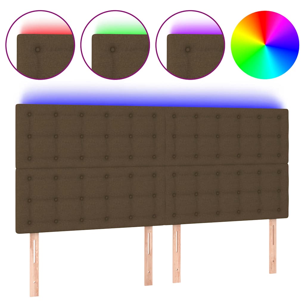 Vidaxl hoofdbord led 180x5x118 128 cm stof donkerbruin
