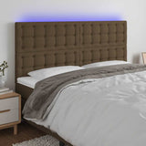 Vidaxl hoofdbord led 180x5x118 128 cm stof donkerbruin