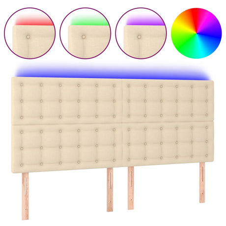Vidaxl hoofdbord led 180x5x118 128 cm stof crèmekleurig