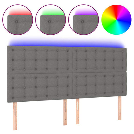 Vidaxl hoofdbord led 200x5x118 128 cm stof donkergrijs
