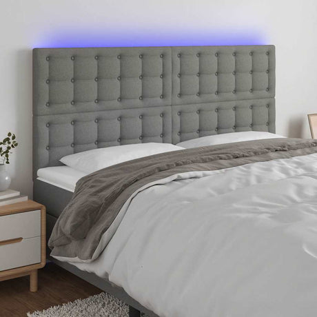 Vidaxl hoofdbord led 200x5x118 128 cm stof donkergrijs