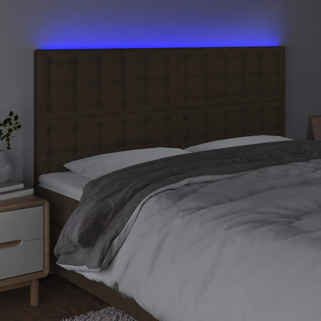 Vidaxl hoofdbord led 200x5x118 128 cm stof donkerbruin