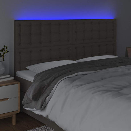 Vidaxl hoofdbord led 200x5x118 128 cm stof taupe