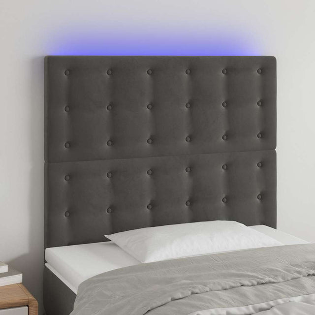 Vidaxl hoofdbord led 80x5x118 128 cm fluweel donkergrijs