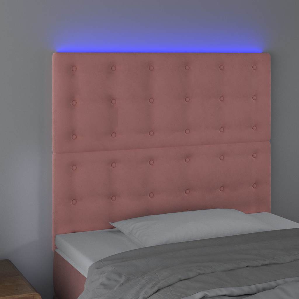 Vidaxl hoofdbord led 80x5x118 128 cm fluweel roze