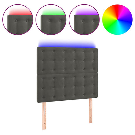 Vidaxl hoofdbord led 90x5x118 128 cm fluweel donkergrijs