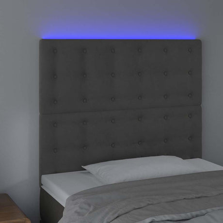 Vidaxl hoofdbord led 90x5x118 128 cm fluweel donkergrijs
