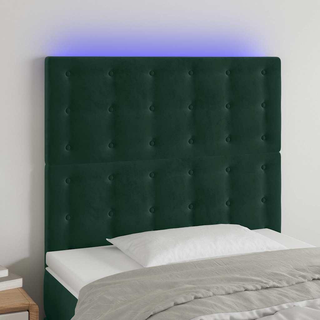 Vidaxl hoofdbord led 100x5x118 128 cm fluweel donkergroen