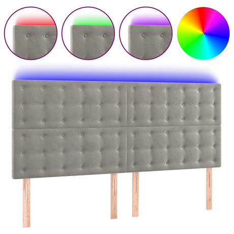 Vidaxl hoofdbord led 160x5x118 128 cm fluweel lichtgrijs