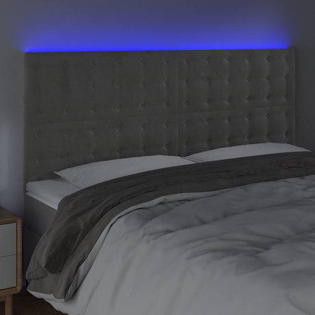 Vidaxl hoofdbord led 160x5x118 128 cm fluweel lichtgrijs