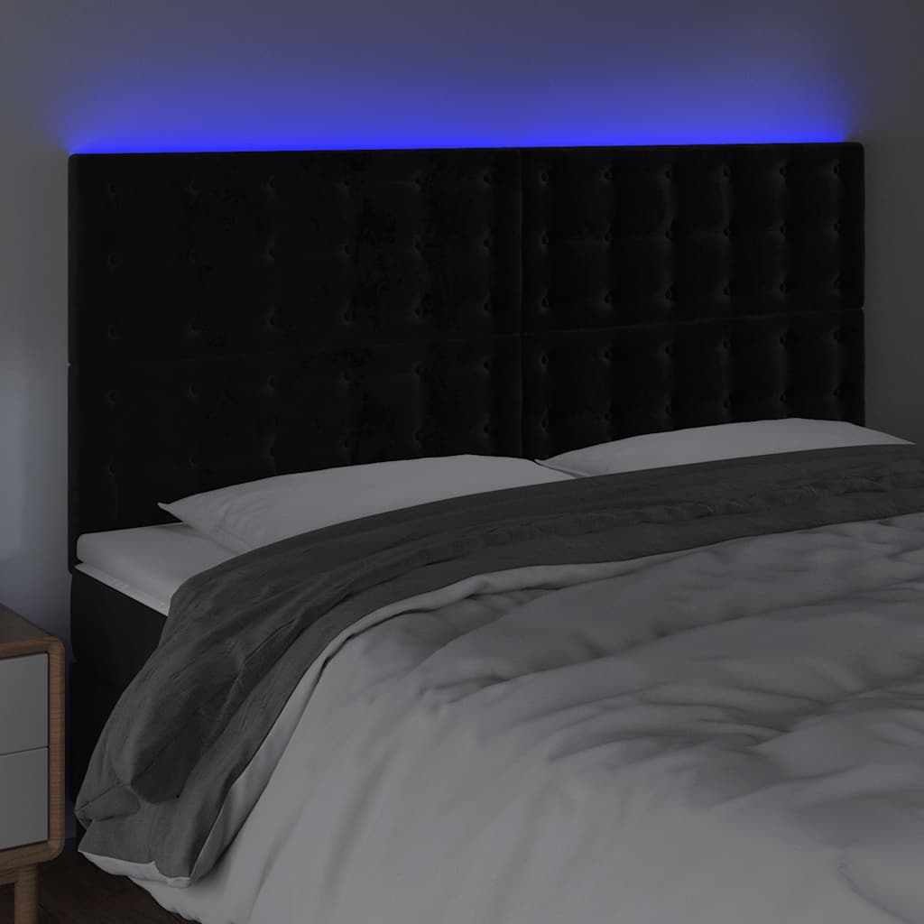 Vidaxl hoofdbord led 160x5x118 128 cm fluweel zwart