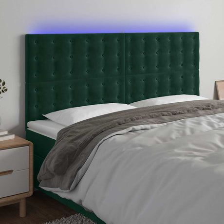 Vidaxl hoofdbord led 160x5x118 128 cm fluweel donkergroen