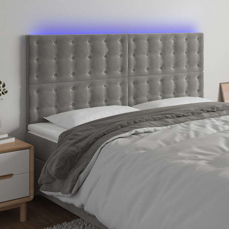 Vidaxl hoofdbord led 180x5x118 128 cm fluweel lichtgrijs