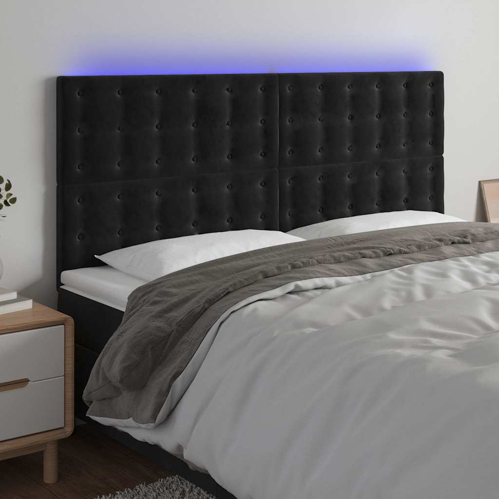 Vidaxl hoofdbord led 180x5x118 128 cm fluweel zwart