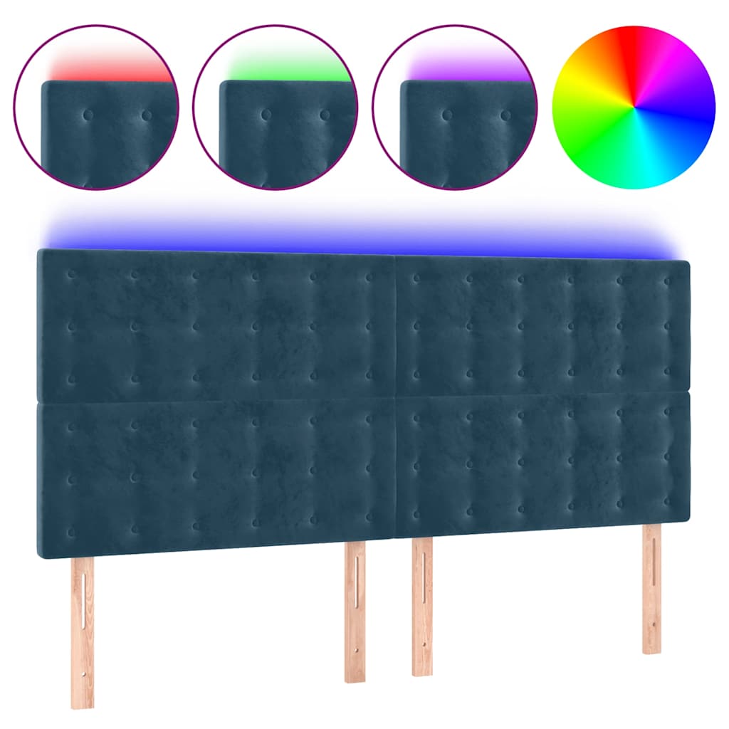 Vidaxl hoofdbord led 180x5x118 128 cm fluweel donkerblauw