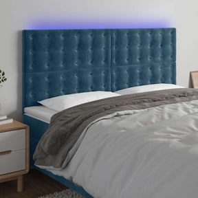 Vidaxl hoofdbord led 180x5x118 128 cm fluweel donkerblauw