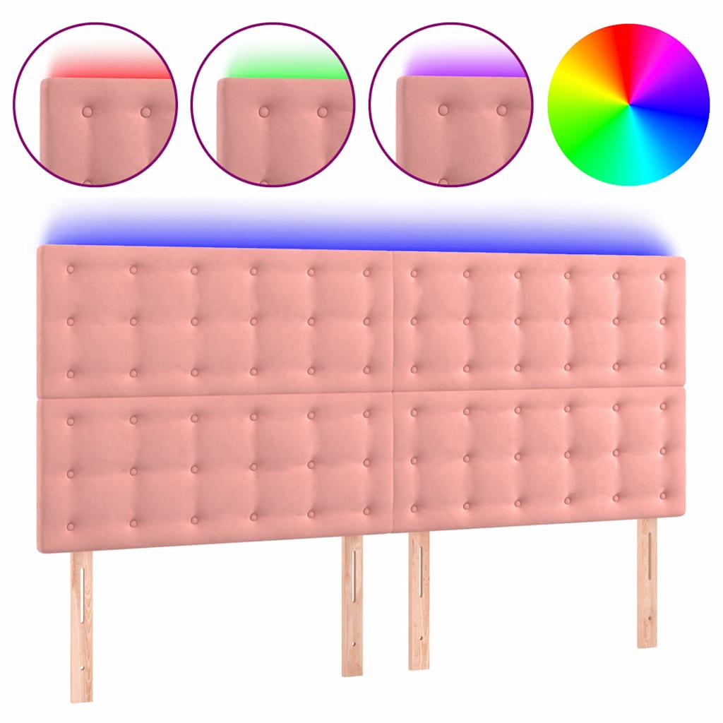 Vidaxl hoofdbord led 180x5x118 128 cm fluweel roze