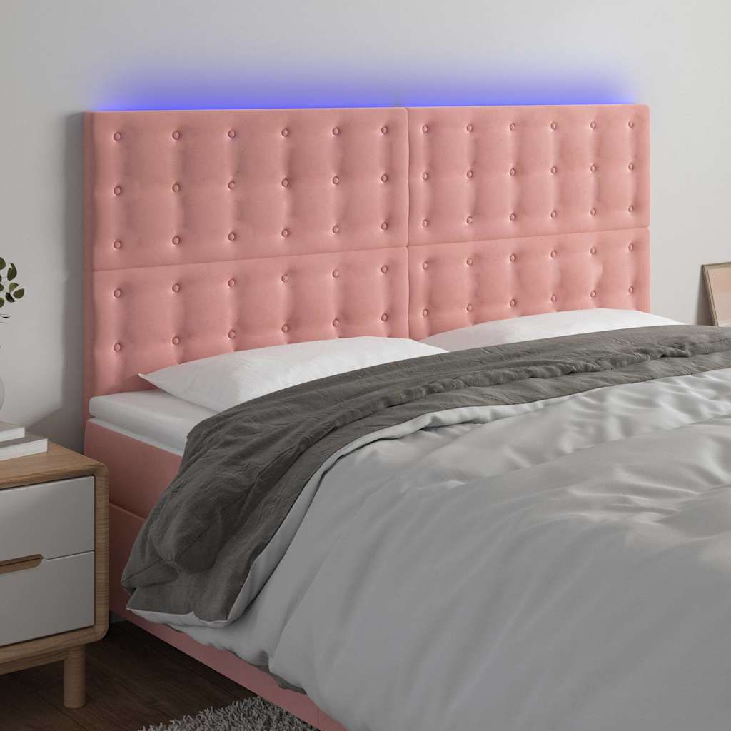 Vidaxl hoofdbord led 180x5x118 128 cm fluweel roze