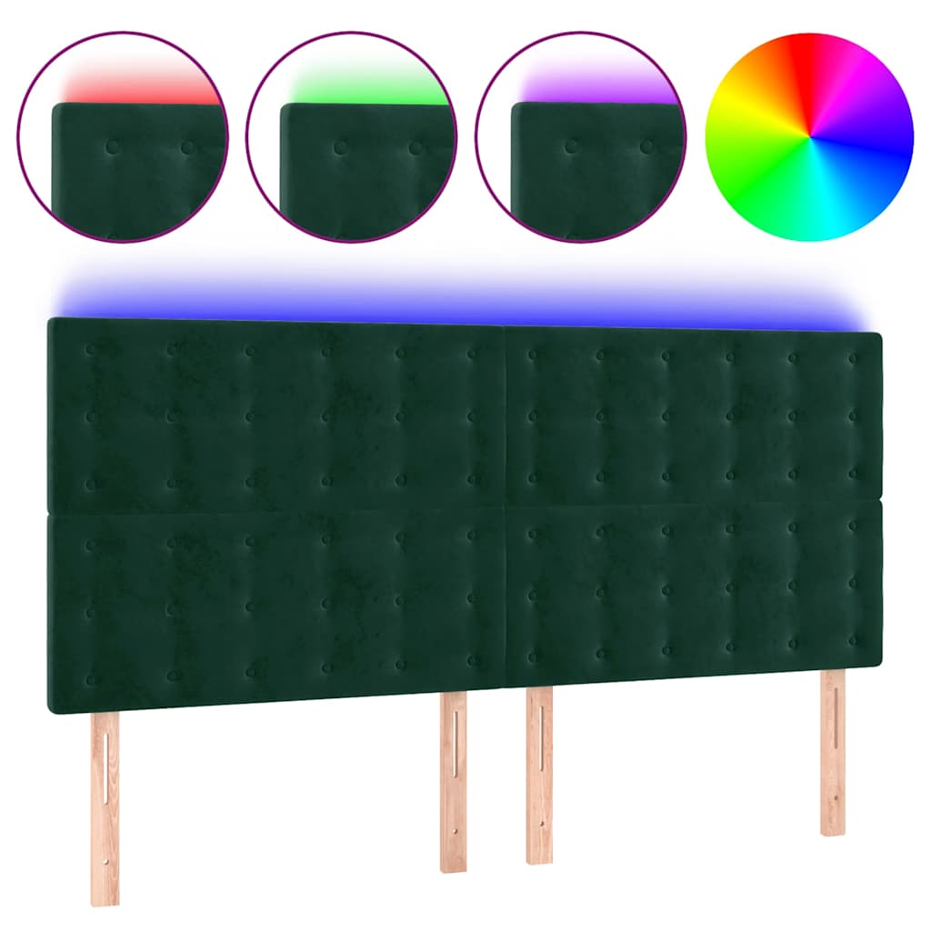 Vidaxl hoofdbord led 200x5x118 128 cm fluweel donkergroen