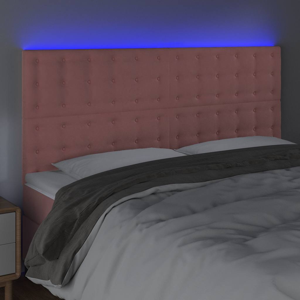 Vidaxl hoofdbord led 200x5x118 128 cm fluweel roze