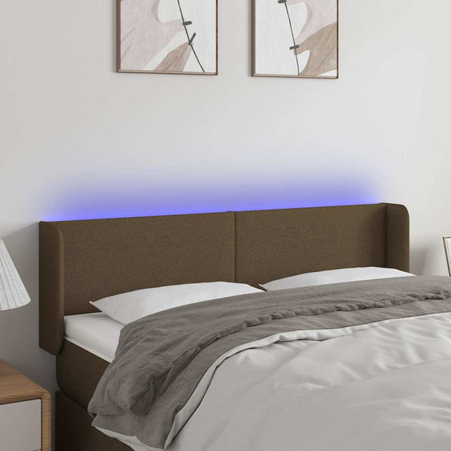 Vidaxl hoofdbord led 147x16x78 88 cm stof donkerbruin