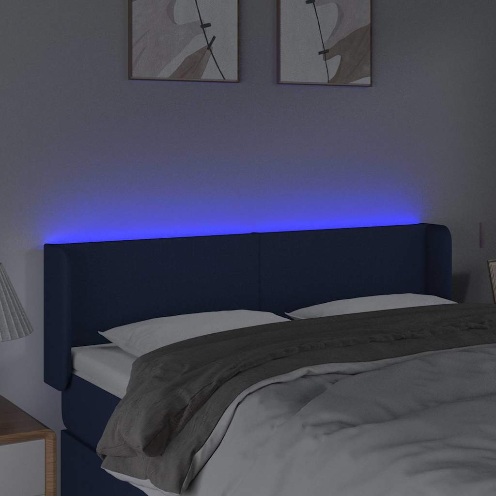 Vidaxl hoofdbord led 147x16x78 88 cm stof blauw
