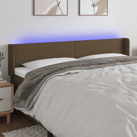 Vidaxl hoofdbord led 163x16x78 88 cm stof donkerbruin