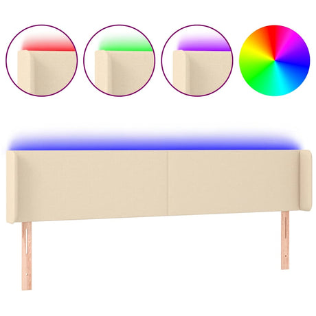 Vidaxl hoofdbord led 163x16x78 88 cm stof crèmekleurig