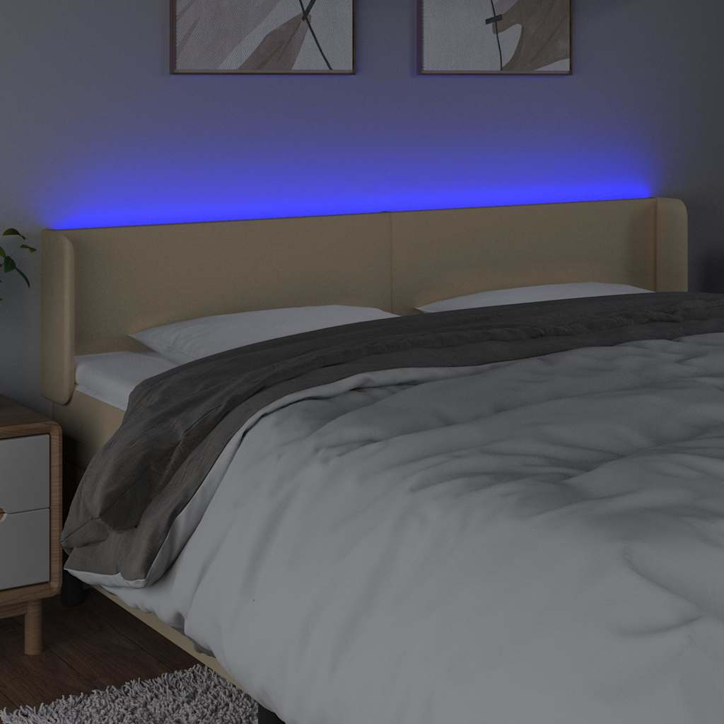 Vidaxl hoofdbord led 163x16x78 88 cm stof crèmekleurig