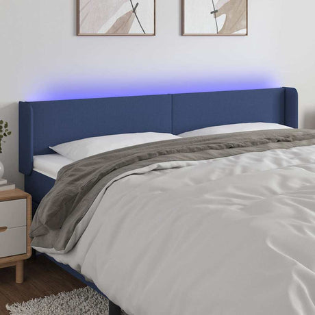 Vidaxl hoofdbord led 183x16x78 88 cm stof blauw
