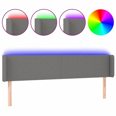 Vidaxl hoofdbord led 203x16x78 88 cm stof donkergrijs