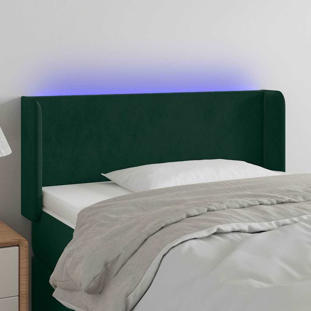 Vidaxl hoofdbord led 83x16x78 88 cm fluweel donkergroen