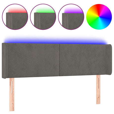 Vidaxl hoofdbord led 147x16x78 88 cm fluweel donkergrijs