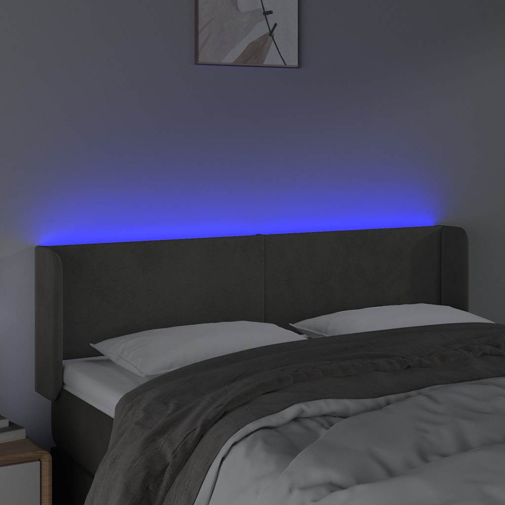 Vidaxl hoofdbord led 147x16x78 88 cm fluweel donkergrijs