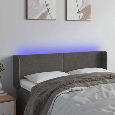 Vidaxl hoofdbord led 147x16x78 88 cm fluweel donkergrijs