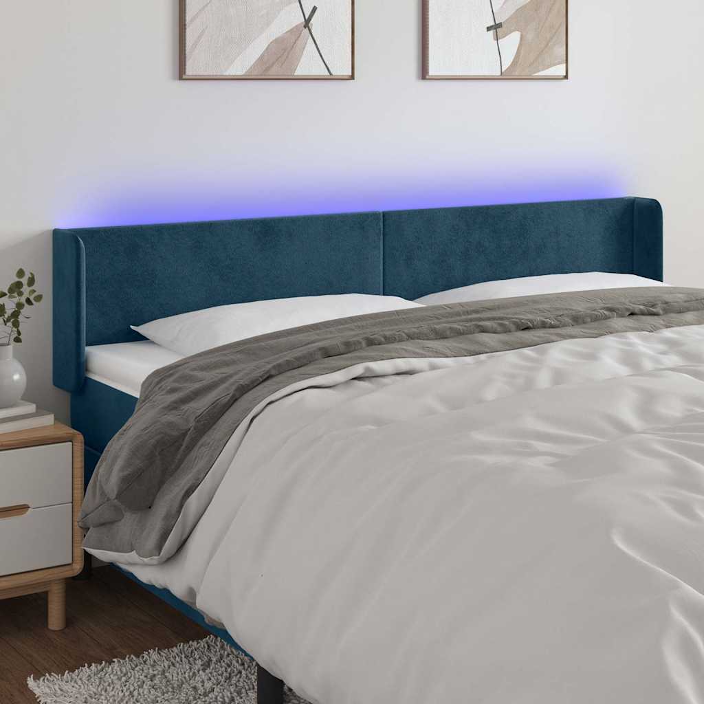 Vidaxl hoofdbord led 163x16x78 88 cm fluweel donkerblauw