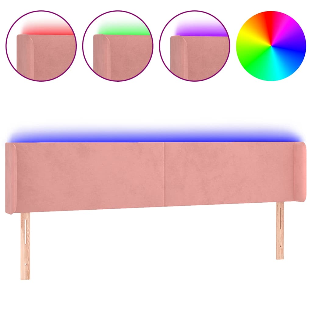 Vidaxl hoofdbord led 163x16x78 88 cm fluweel roze