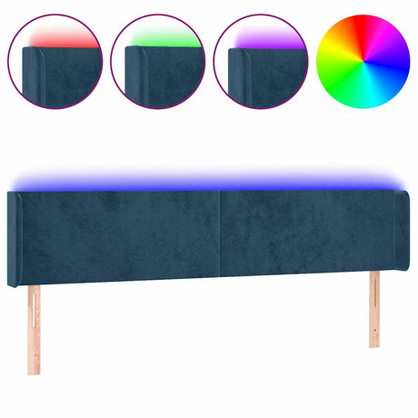 Vidaxl hoofdbord led 183x16x78 88 cm fluweel donkerblauw