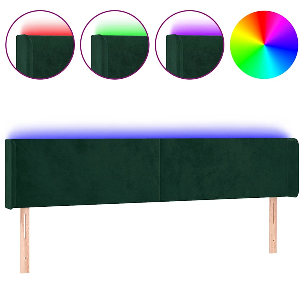 Vidaxl hoofdbord led 203x16x78 88 cm fluweel donkergroen