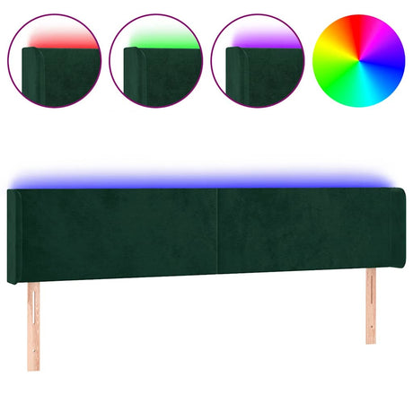Vidaxl hoofdbord led 203x16x78 88 cm fluweel donkergroen