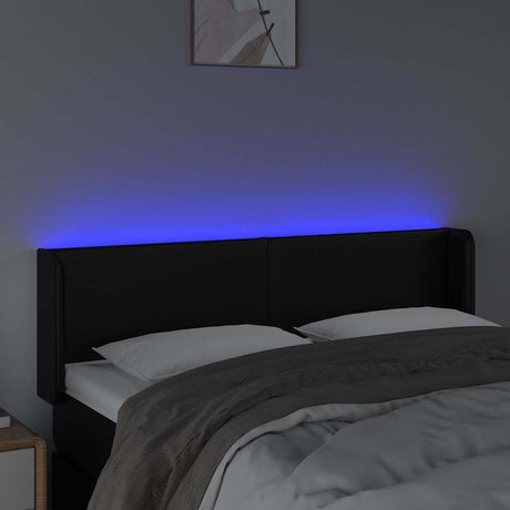 Vidaxl hoofdbord led 147x16x78 88 cm kunstleer zwart