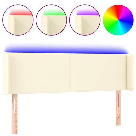 Vidaxl hoofdbord led 147x16x78 88 cm kunstleer crèmekleurig
