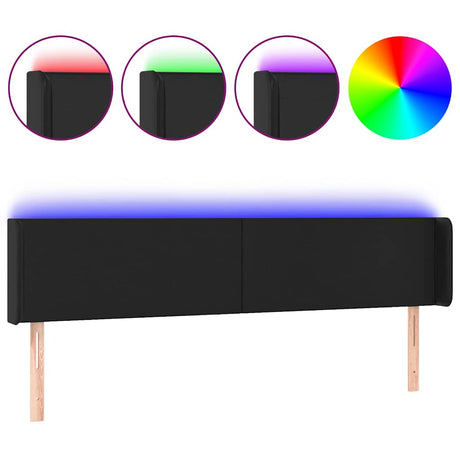 Vidaxl hoofdbord led 163x16x78 88 cm kunstleer zwart