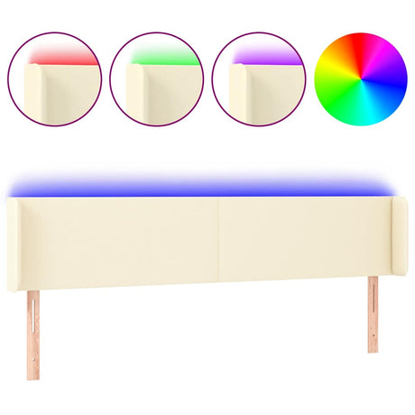 Vidaxl hoofdbord led 163x16x78 88 cm kunstleer crèmekleurig