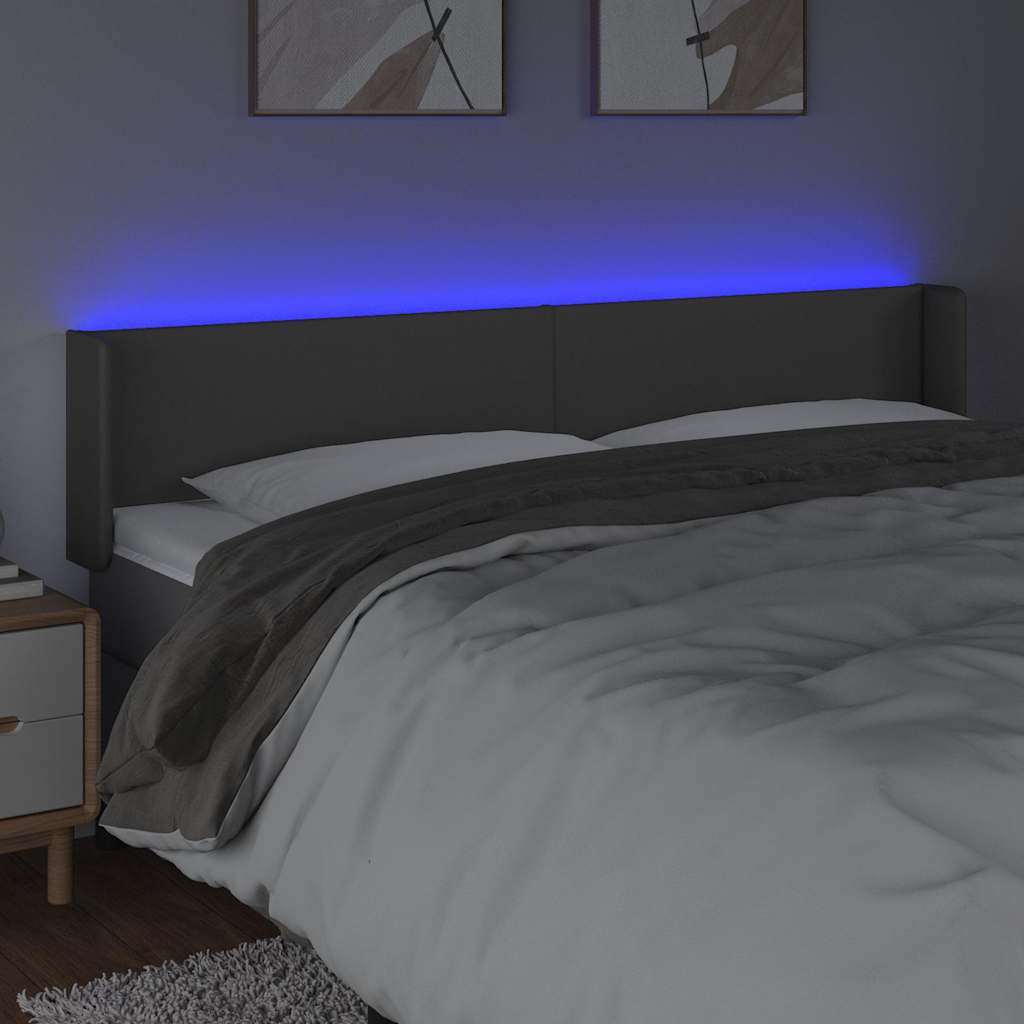 Vidaxl hoofdbord led 163x16x78 88 cm kunstleer grijs