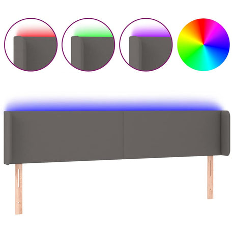 Vidaxl hoofdbord led 183x16x78 88 cm kunstleer grijs