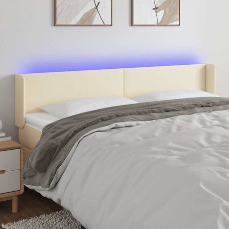 Vidaxl hoofdbord led 203x16x78 88 cm kunstleer crèmekleurig