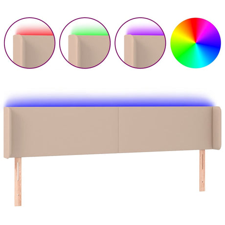 Vidaxl hoofdbord led 203x16x78 88 cm kunstleer cappuccinokleurig